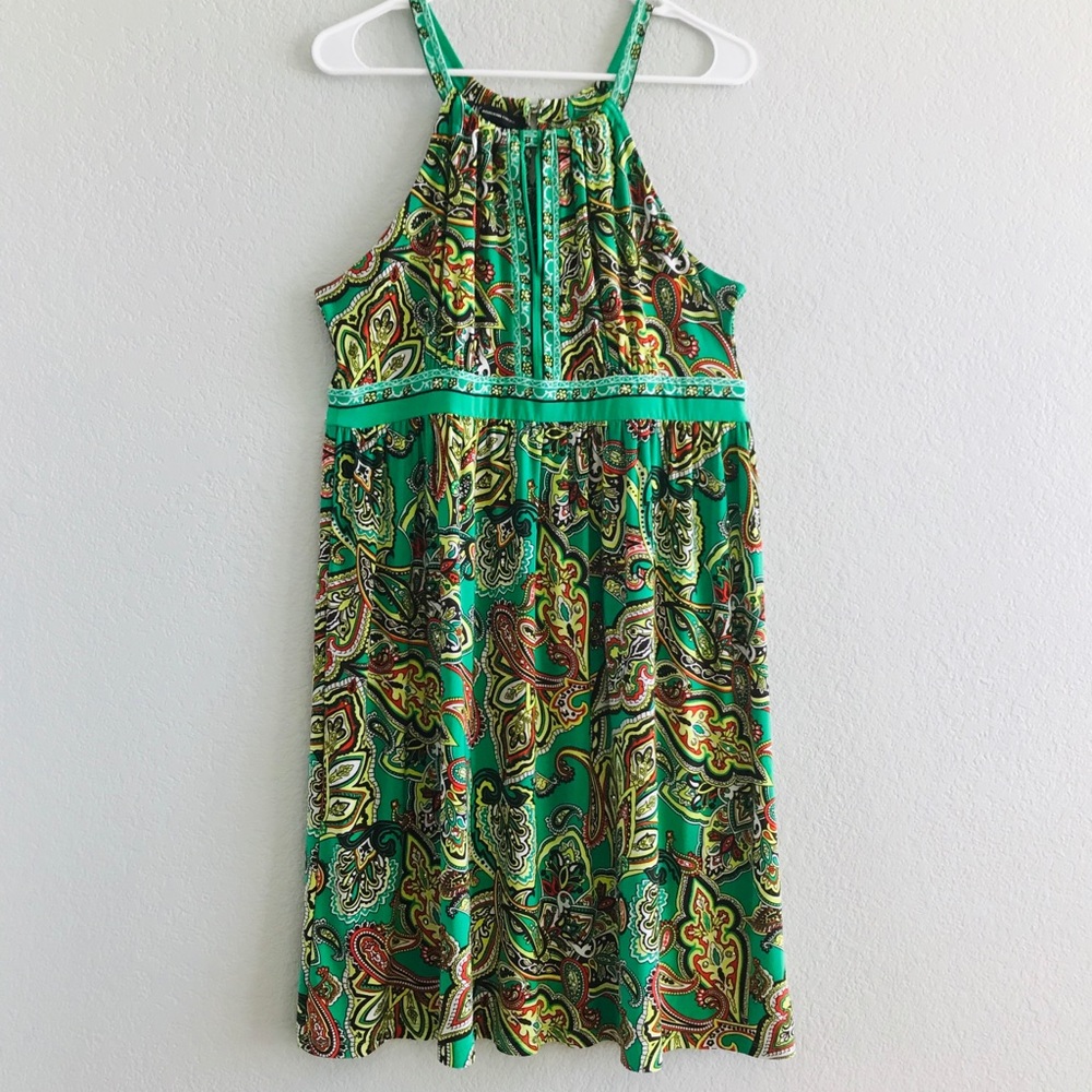 INC Kelly Green Paisley Dress. Size XL